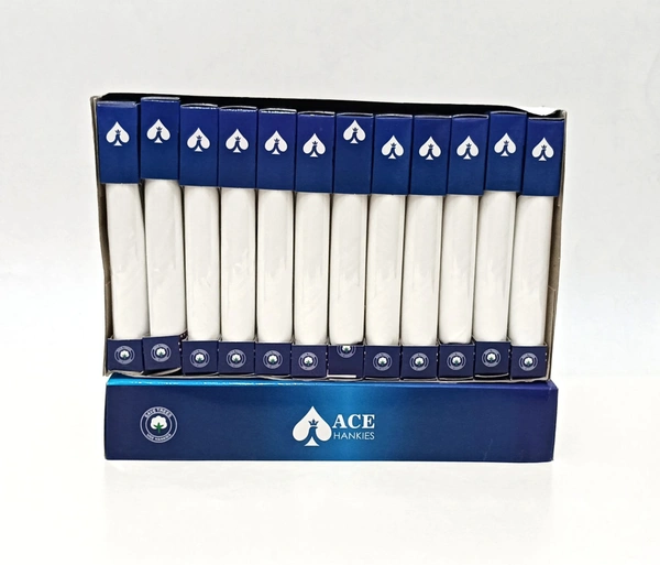 Ace Single Pcs Box Pure Cotton Hankies, 12 Pcs In One Box Packing,Size- 45*45 Cm - 45*45 cm, 12