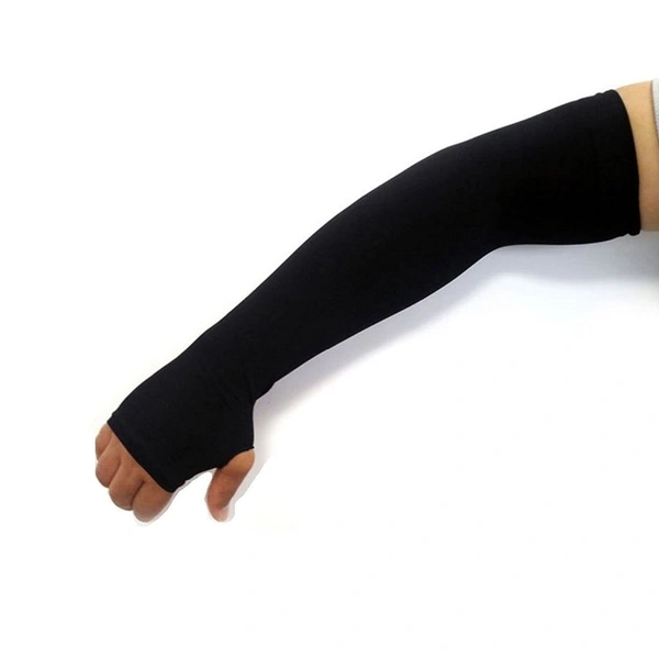 Arm Sleeves For Men And Women Black Colour And Full Finger, Made Up Of Polyamide And Spandex Material - 10
