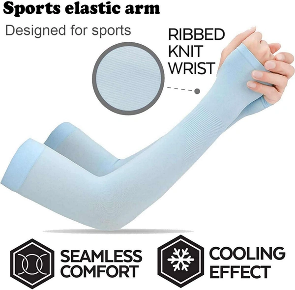 Arm Sleeves For Men And Women Black, White & Cream Color, Made Up Of Polyamide And Spandex Material - 12