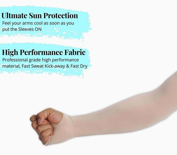 Arm Sleeves For Men And Women Cream Colour, Made Up Of Polyamide And Spandex Material - FREE, 10