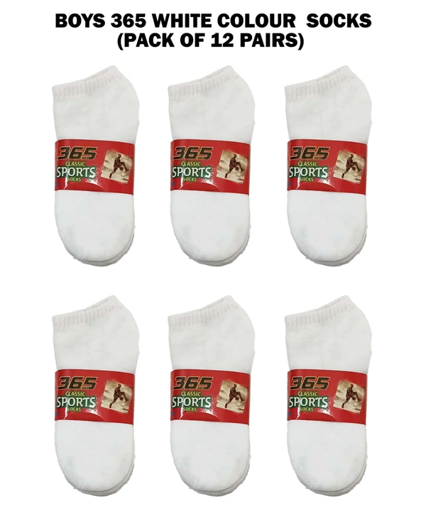 Boys White Colour  Socks (Pack Of 12 Pairs) - 12
