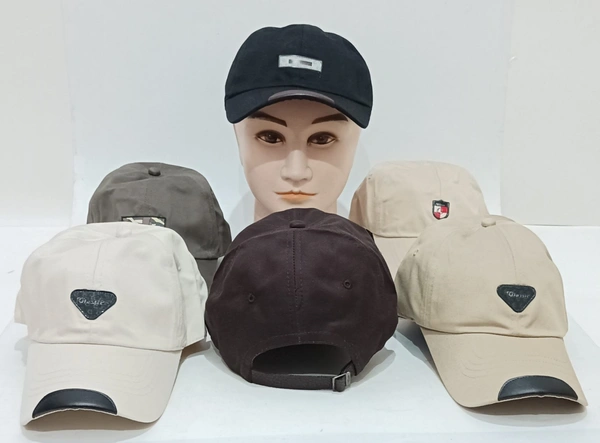 Brand - Classic Mens Pure Cotton Front Leather Patch Dessign Cap Color - Mix Color Pack Fitting  - Buckle - 12