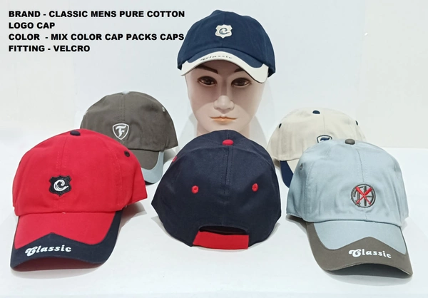Brand - Classic Mens Pure Cotton Logo Cap Color - Mix Color Cap Packs Caps Fitting - Velcro - 12