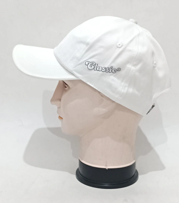 Brand - Classic Mens White Cotton Cap Fitting - Velcro Color - White Color Only - 12