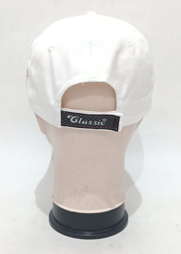 Brand - Classic Mens White Cotton Cap Fitting - Velcro Color - White Color Only - 12
