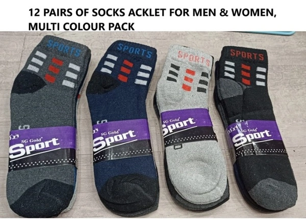 Fashno Men & Women Anklet Socks, Mix Color Pack (Set Of 12) - 12