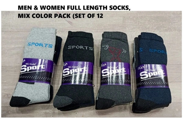 Fashno Men & Women Full Length Socks, Mix Color Pack (Set Of 12) - 12