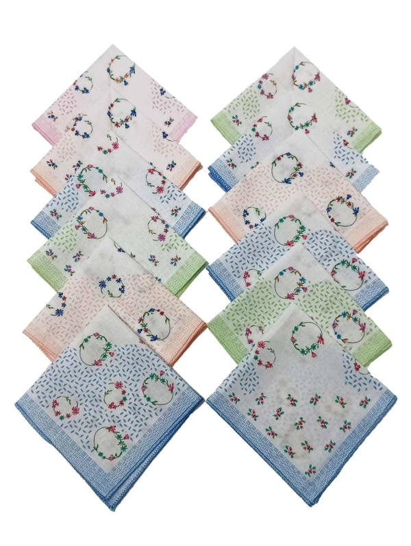 Handkerchiefs 11 In X 11 In Size In Assorted Colors - 11*11 cm, 12