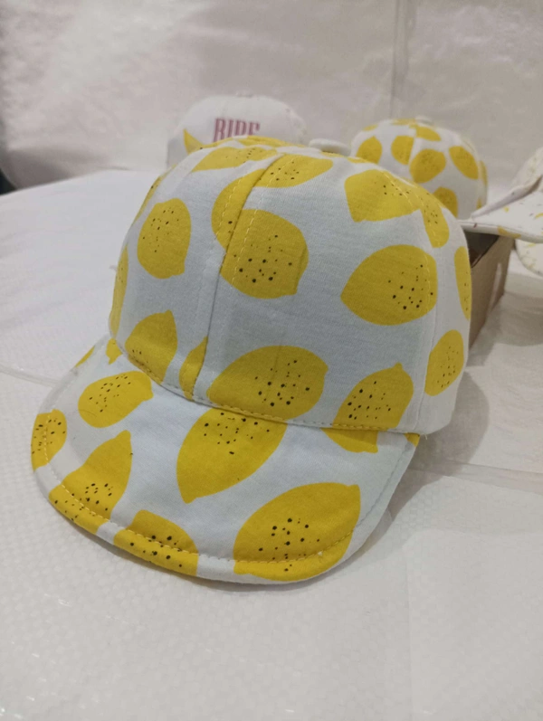 Kids Girls Stylish Cotton Caps Colour Mix Printed Fitting Velcro - 120