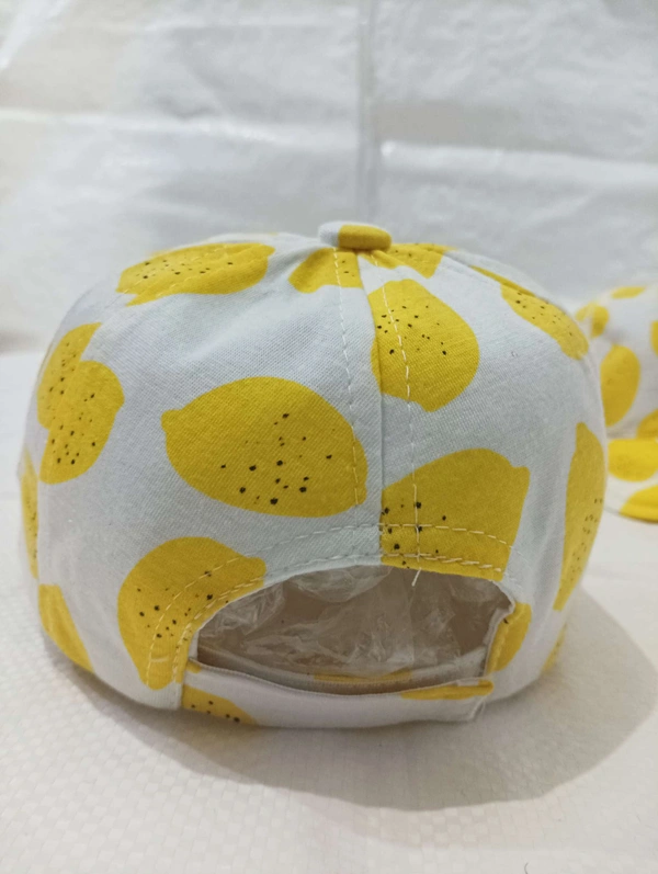 Kids Girls Stylish Cotton Caps Colour Mix Printed Fitting Velcro - 120