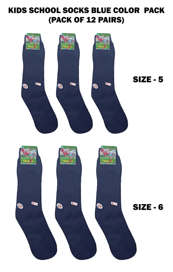 Kids School Socks Black Color  Pack (Pack Of 12 Pairs) Size -5-6. - 12