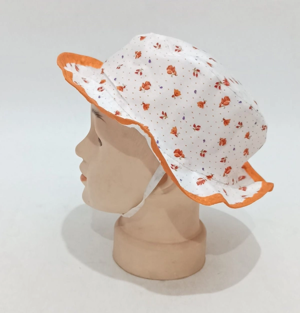Kids/Girls Round Style Printed Cotton Cap Color - Mix Color Cap Fitting Elastic - 12