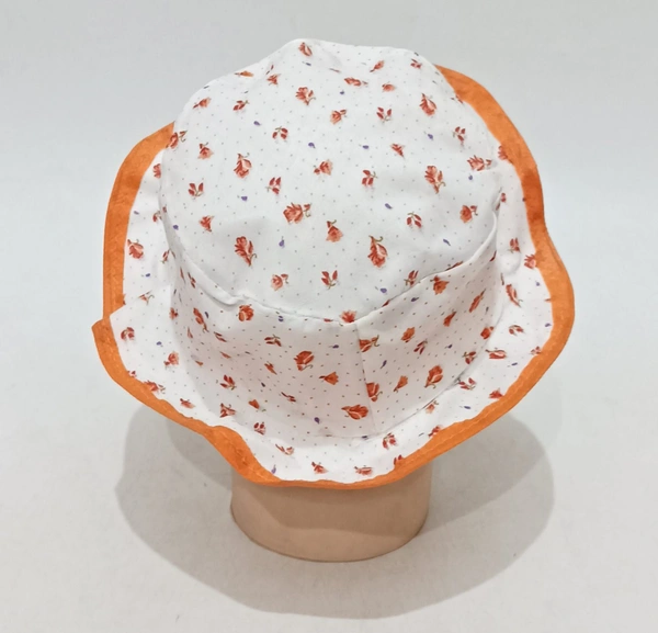Kids/Girls Round Style Printed Cotton Cap Color - Mix Color Cap Fitting Elastic - 12