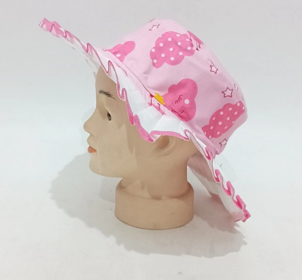 Kids/Girls Round Style Printed Cotton Cap Color - Mix Color Cap Fitting Elastic - 12