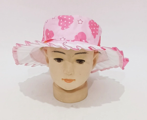 Kids/Girls Round Style Printed Cotton Cap Color - Mix Color Cap Fitting Elastic - 12