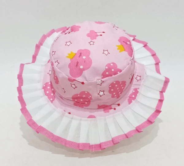 Kids/Girls Round Style Printed Cotton Cap Color - Mix Color Cap Fitting Elastic - 12