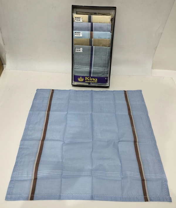 King [1300] Pure Cotton Hankies, Set Of 12 Pcs In One Box, Size - 45*45 Cm - 45*45 cm, 12