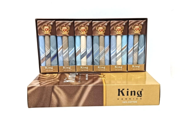 King [1450] Cotton Hankies Set Of 6 Boxes , In Each Box 3 Pcs Hankies Packing,Size- 45*45 Cm - 45*45 cm, 18