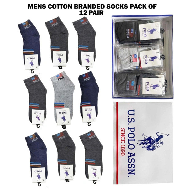 Men & Women Mid Anklet Socks, Mix Color Pack (Set Of 12 Pcs In One Box) - 12