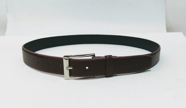 Men's Belt 35 Mm Pu Leather Brown Color Strap Pin Hole Buckle - 6