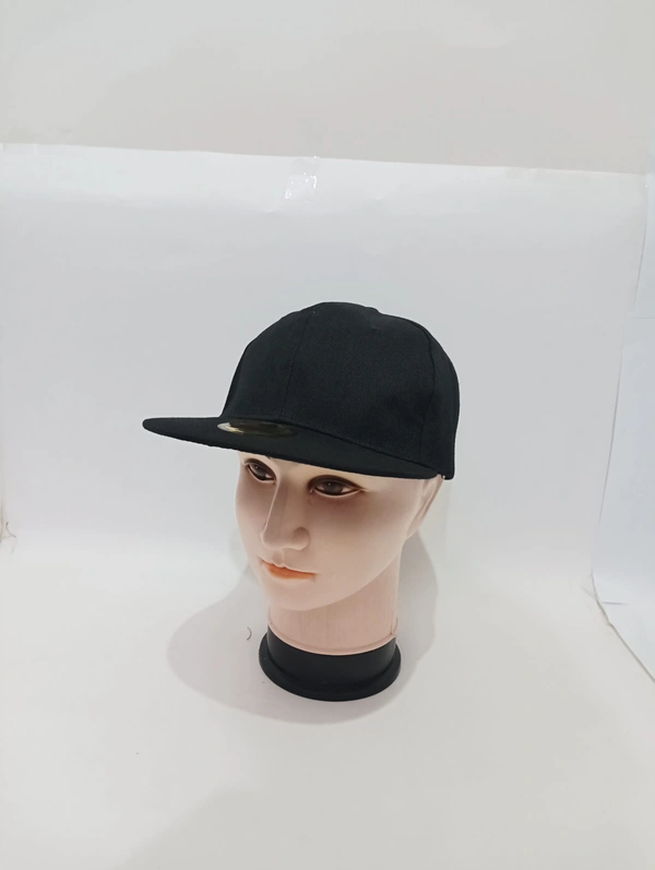 Mens Black Cotton Hip-Pop Cap - 12