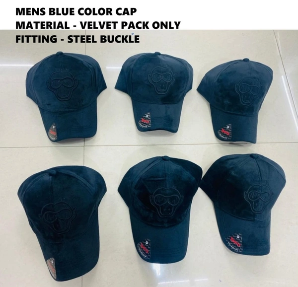 Mens Blue Color Cap Material - Velvet Pack Only Fitting - Steel Buckle - 12