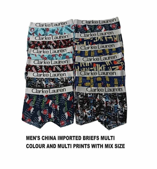 Men's  China Imported Briefs Multi Colour And Multi Printes With Mix Size - Mix Size, 12