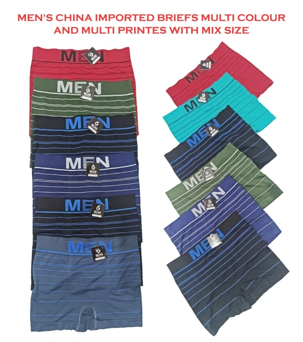 Men's  China Imported Briefs Multi Colour And Multi Printes With Mix Size - Mix Size, 12