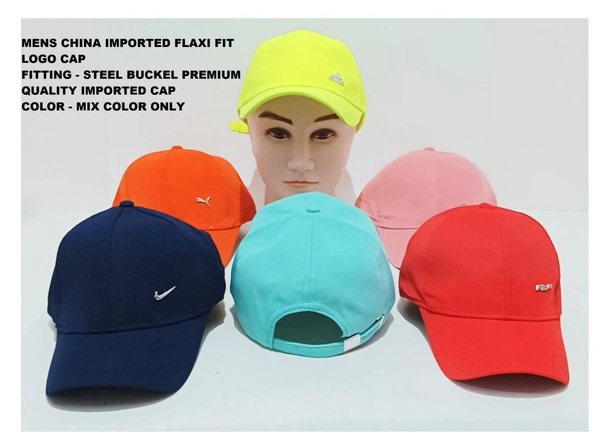 Mens China Imported Flaxi Fit Logo Cap Fitting - Steel Buckel Premium Quality Imported Cap Color - Mix Color Only - 12