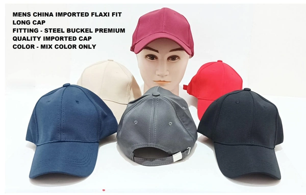 Mens China Imported Flaxi Fit Long Cap Fitting - Steel Buckel Premium Quality Imported Cap Color - Mix Color Only - 12