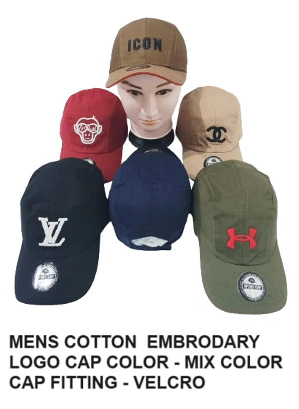 Mens Cotton Embrodary Caps Colour Mix Colour  Feeting Type Velcro - 24