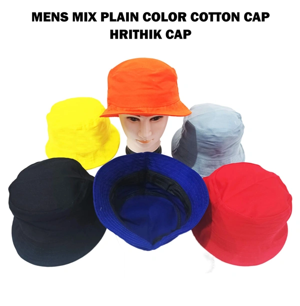 Mens Cotton Material Round Bucket Cap Color - Mix Color Pack - 12