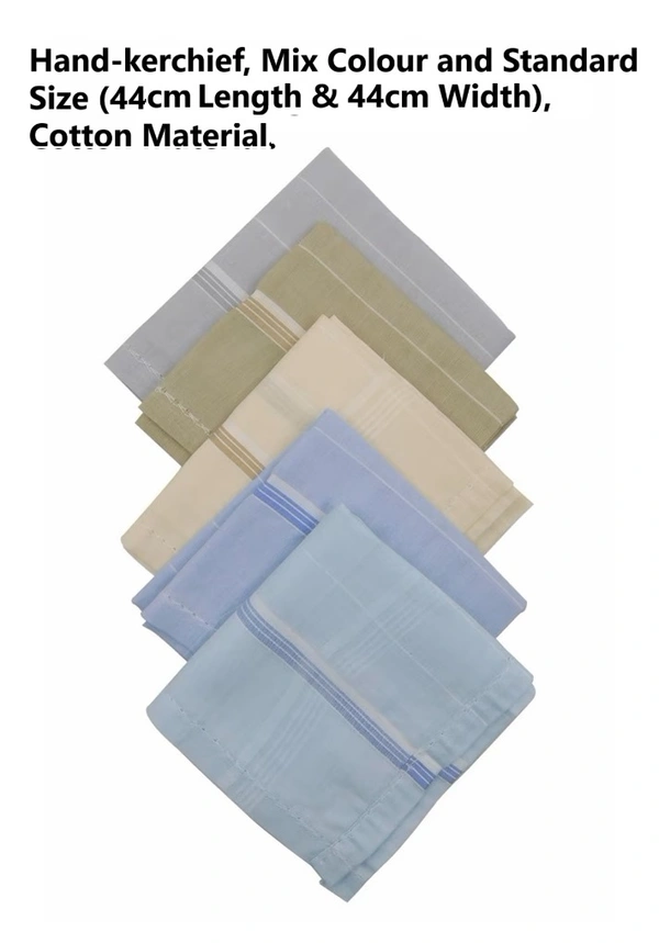 Mens Cotton Mix Color Handkerchief (12 Pieces In One Pack) - 44*44 cm, 12