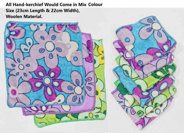 Mens Cotton Mix Color Handkerchief (12 Pieces In One Pack) - 23*22 cm, 12