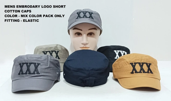 Mens Embrodary Logo Short Cotton Caps Color - Mix Color Pack Only Fitting - Elastic - 12