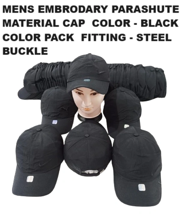 Mens Embrodary Parashute  Material Cap  Color - Black Color Pack  Fitting - Steel Buckle - 120