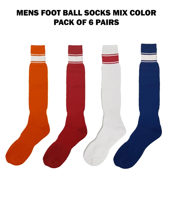 Mens Football Socks Mix Color Pack Of 6 Pairs - 12