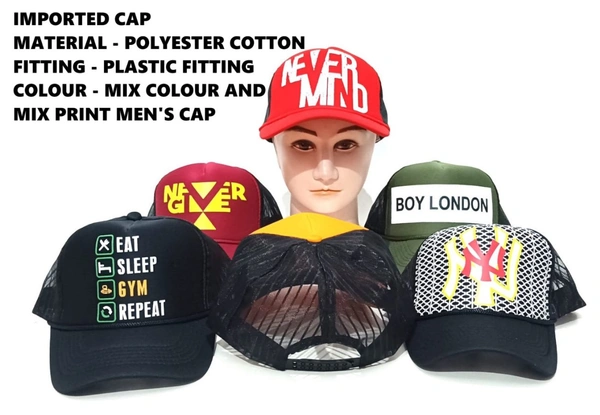Men�S Imported Cap Material - Polyester Cotton Fitting - Plastic Fitting Colour - Mix Colour And Mix Print Men'S Cap - 12