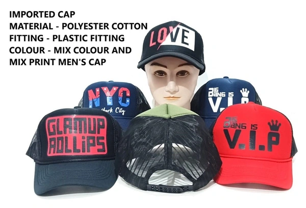 Men�S Imported Cap Material - Polyester Cotton Fitting - Plastic Fitting Colour - Mix Colour And Mix Print Men'S Cap - 12