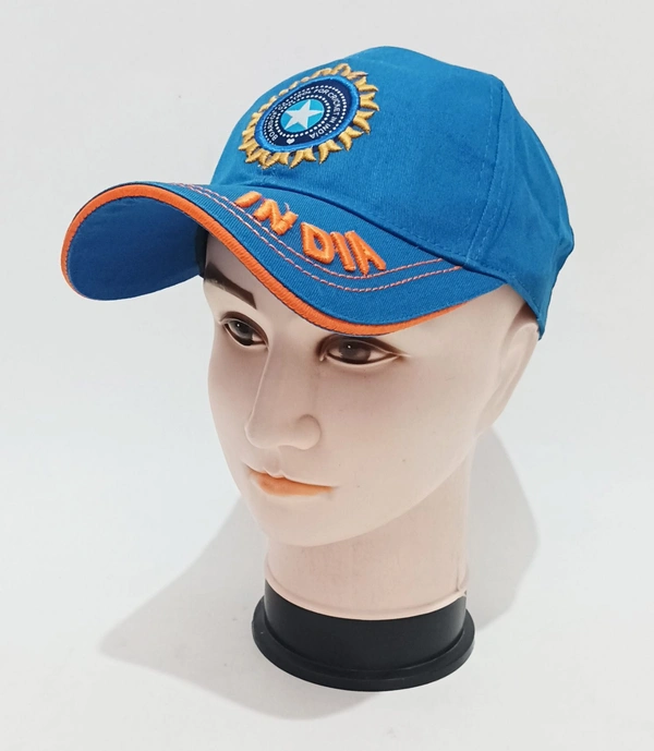 Mens India Embrodary Logo Blue Color Cap Fitting - Velcro Best Quality Premium Cap  Material - Cotton - 6