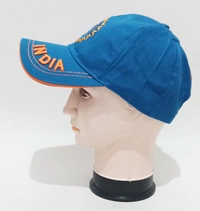 Mens India Embrodary Logo Blue Color Cap Fitting - Velcro Best Quality Premium Cap  Material - Cotton - 6