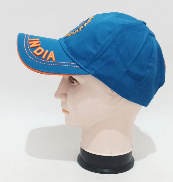 Mens India Embrodary Logo Blue Color Cap Fitting - Velcro Best Quality Premium Cap  Material - Cotton - 6