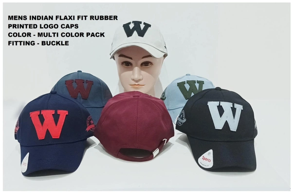 Mens Indian Flaxi Fit Rubber Printed Logo Caps Color - Multi Color Pack Fitting - Buckle - 12