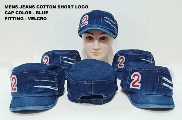 Mens Jeans Cotton Short Logo Cap Color - Blue Fitting - Velcro - 12