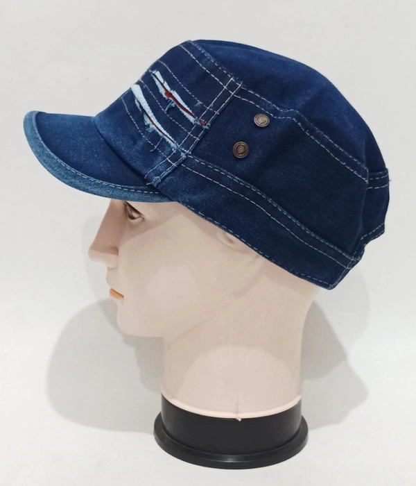 Mens Jeans Cotton Short Logo Cap Color - Blue Fitting - Velcro - 12