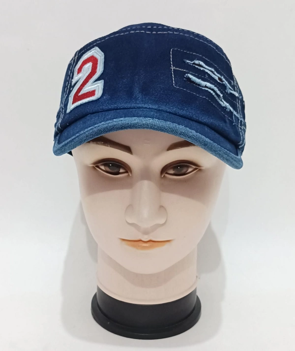 Mens Jeans Cotton Short Logo Cap Color - Blue Fitting - Velcro - 12