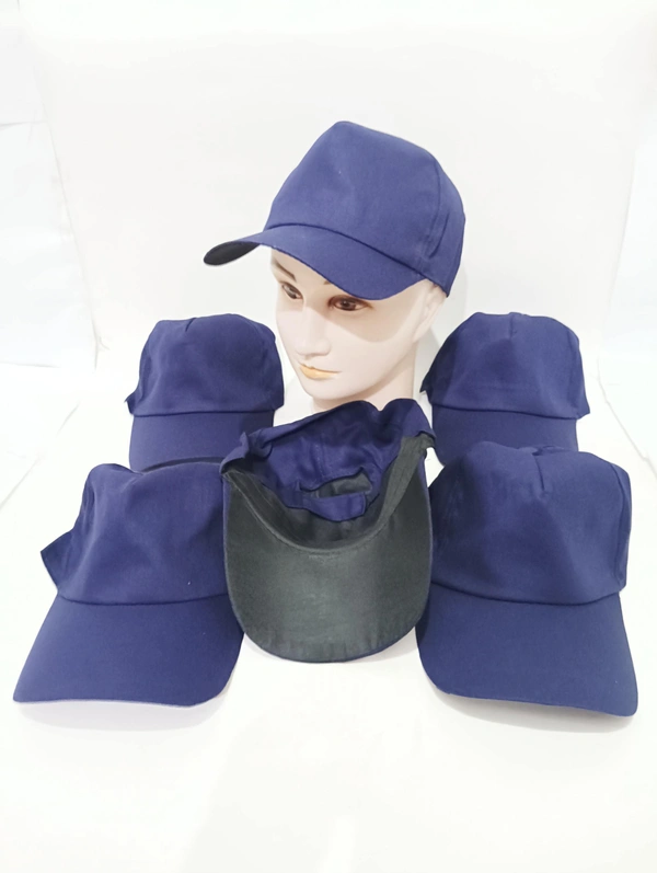 Mens Plain Blue Color Long Cotton Cap - 12