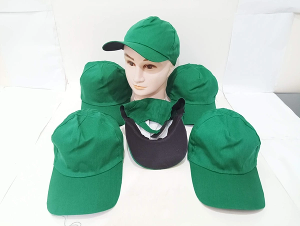 Mens Plain Green Color Long Cotton Cap - 120