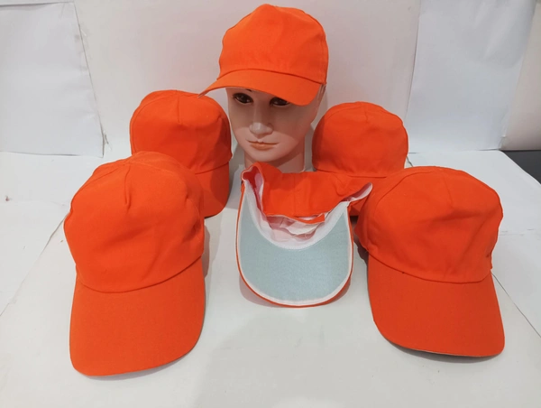 Mens Plain Orange Color Long Cotton Cap - 120