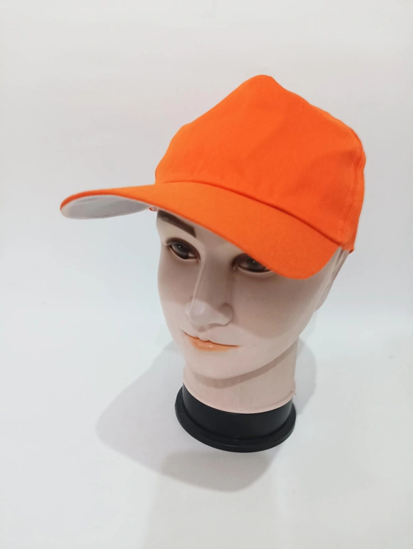 Mens Plain Orange Color Long Cotton Cap - 120